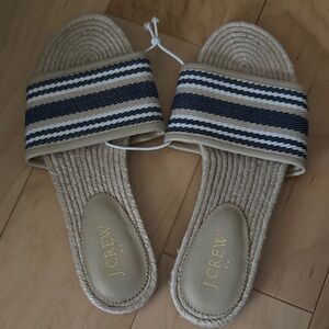 J.Crew Navy and Cream Striped Slides